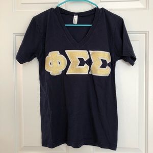 Phi Sigma Sigma Sorority Letter V-neck Tee